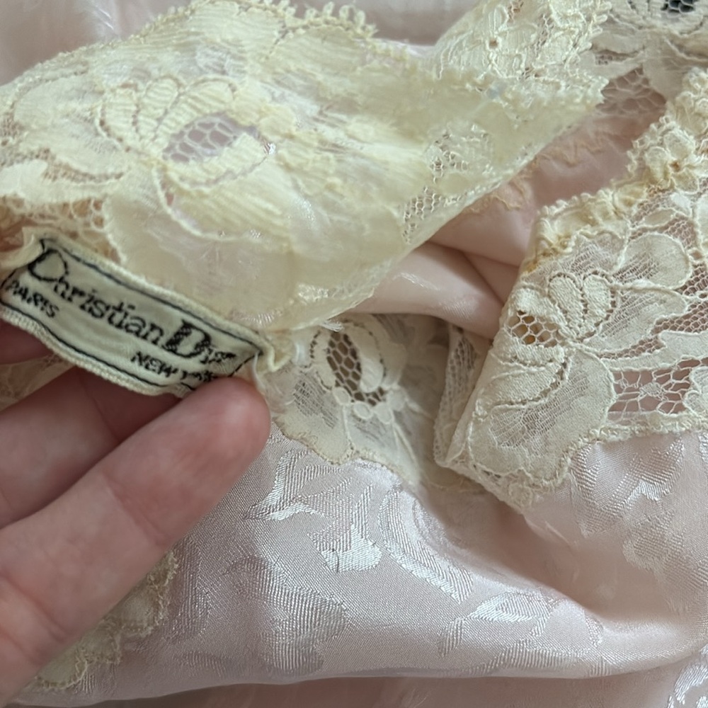 VTG Christian Dior Lingerie Set ILGWU lace patterned baby pink old Hollywood - Picture 8 of 13